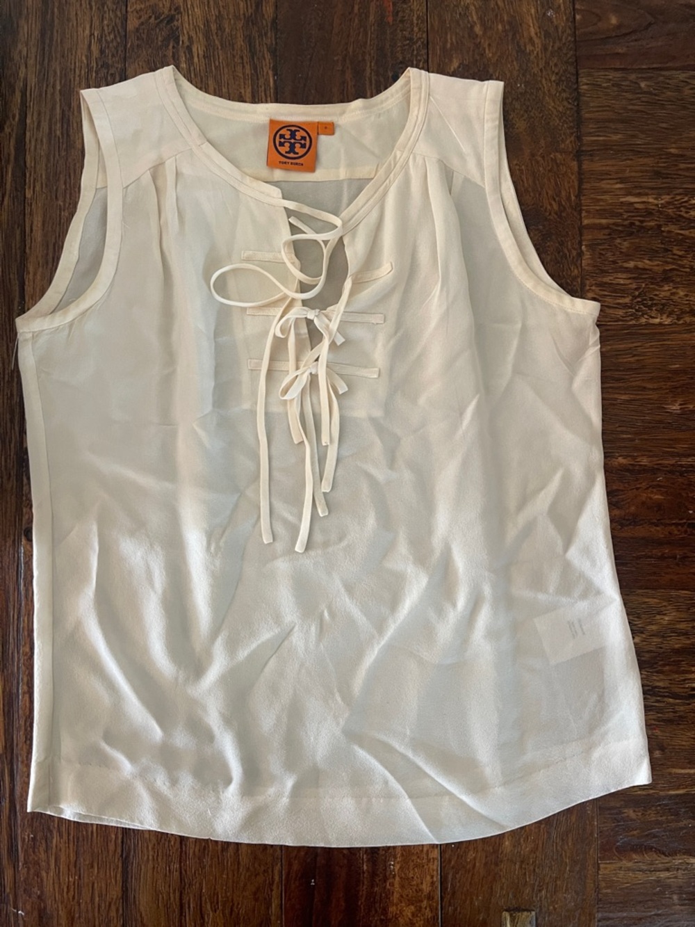 Tory Burch Ivory Lace-Up Sleeveless Camisole